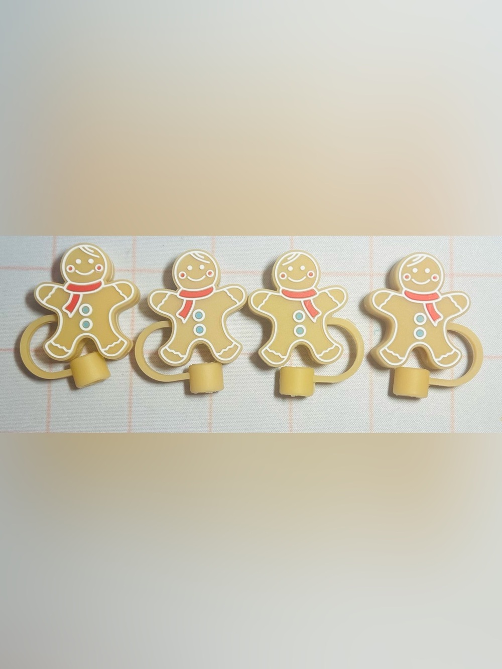 NWOT Gingerbread Cookie Silicone Straw Toppers/ Straw Cover Caps!
